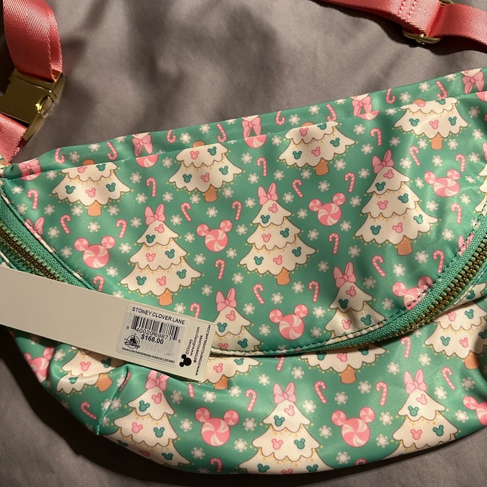 Stoney Clover Lane Holiday Print Bag with Pink and Green-Disney